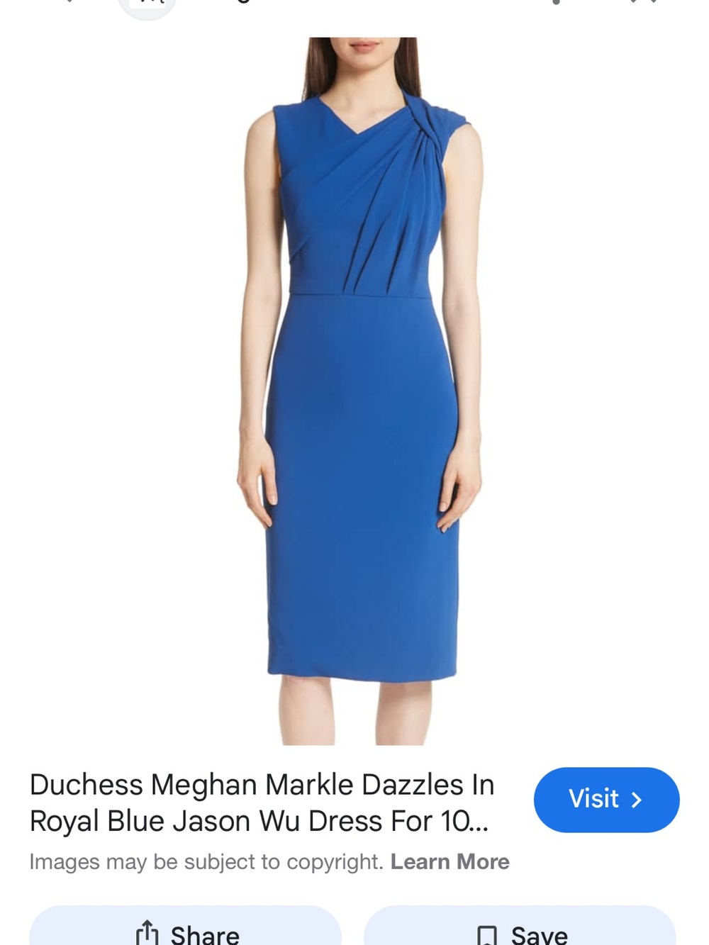 Jason Wu Cobalt Blue Draped Sheath Dress
